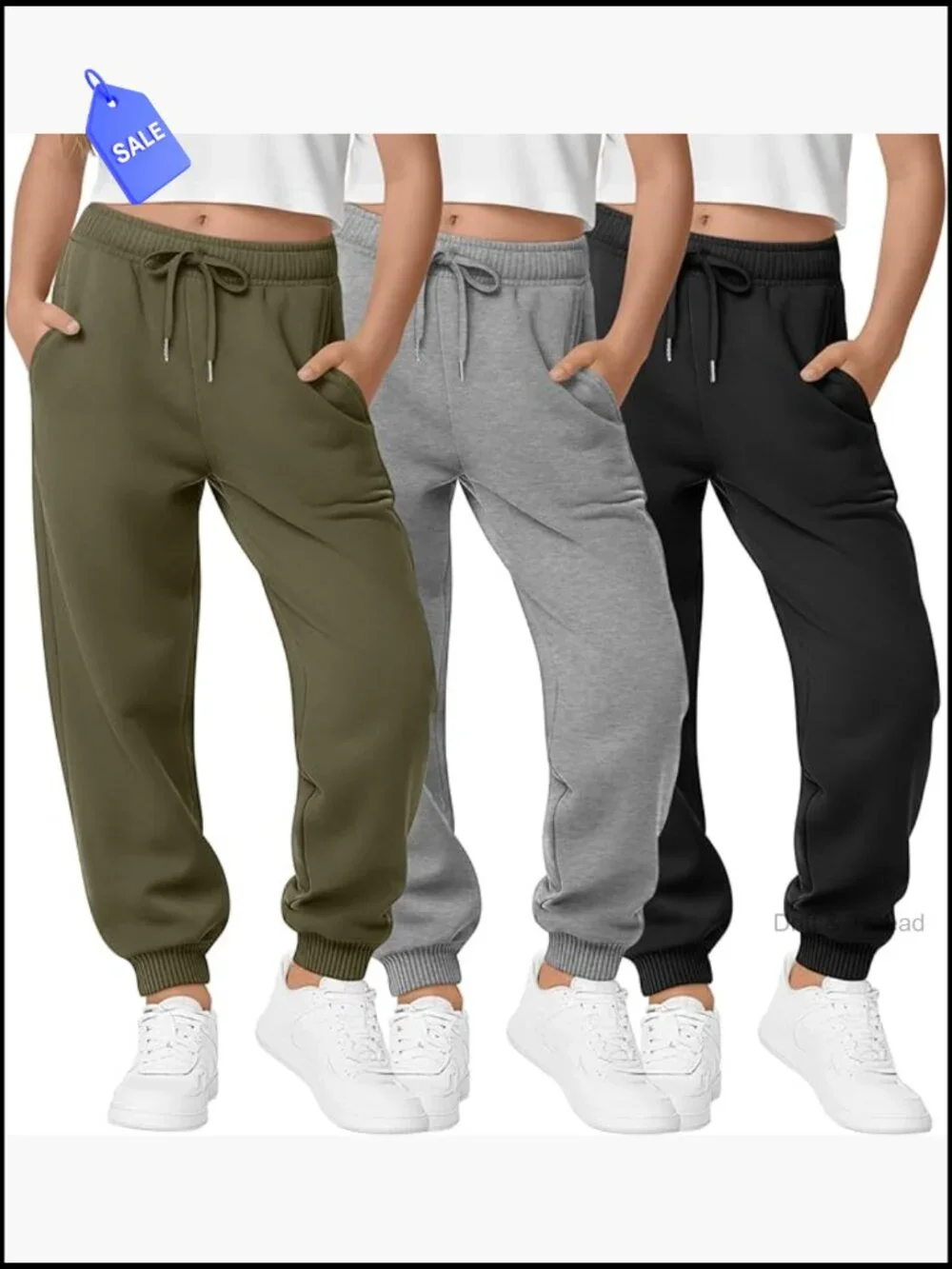 3 Pack Girls Sweatpants Joggers Baggy Lightweight Athletic Drawstring Pants